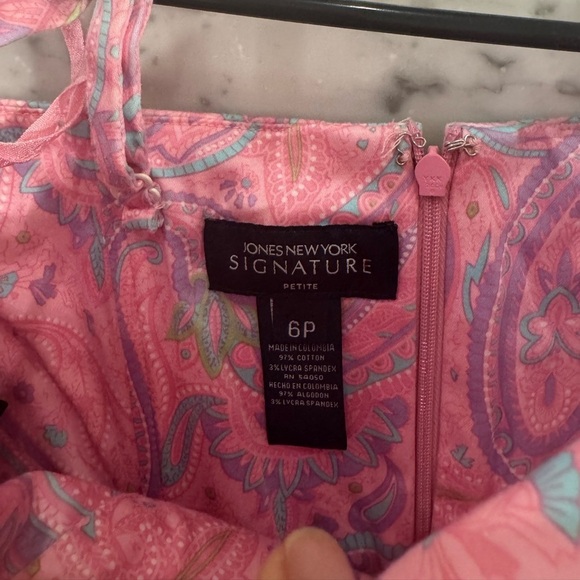 JONES NEW YORK SIGNATURE Pink Paisley Sz 6P Strapless Sheath Dress COTTAGECORE - Picture 3 of 7